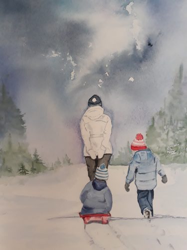 Janet G. Winter stroll, watercolour.